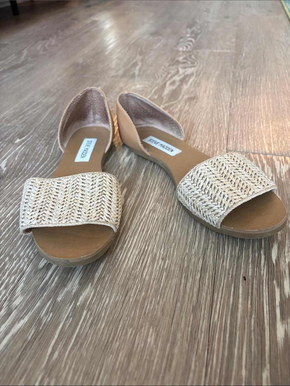 Steve Madden Braided Slide Sandals in Natural Cream